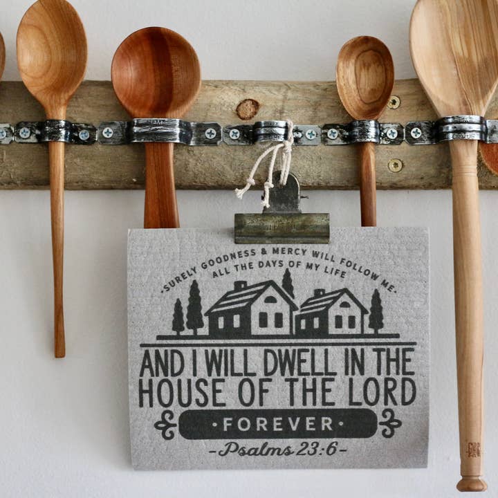 goodness & mercy - dwell house of the Lord Swedish dishcloth for wholesale by The Adopt Shoppe