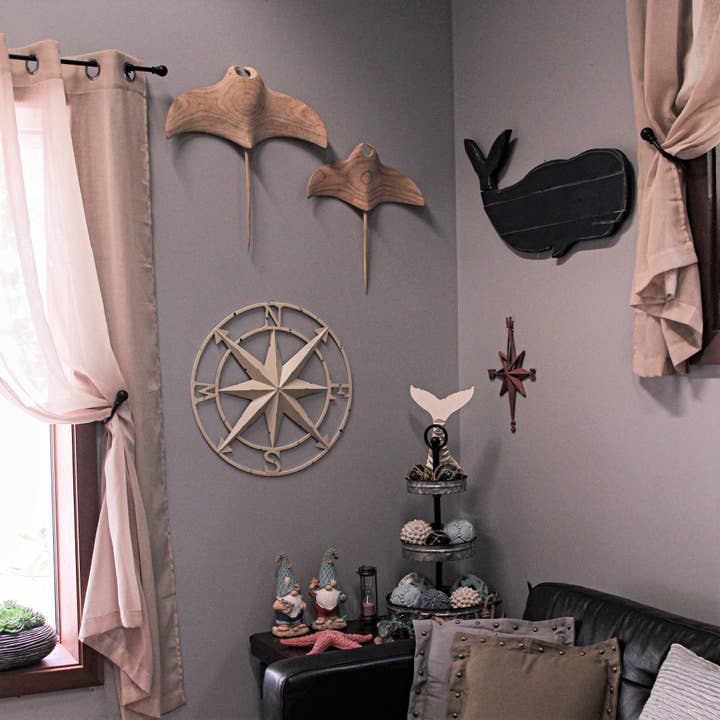 Zeckos - Wholesale Wall Accent - 20" Metal Indoor/Outdoor Compass Rose Wall Hanging - White4