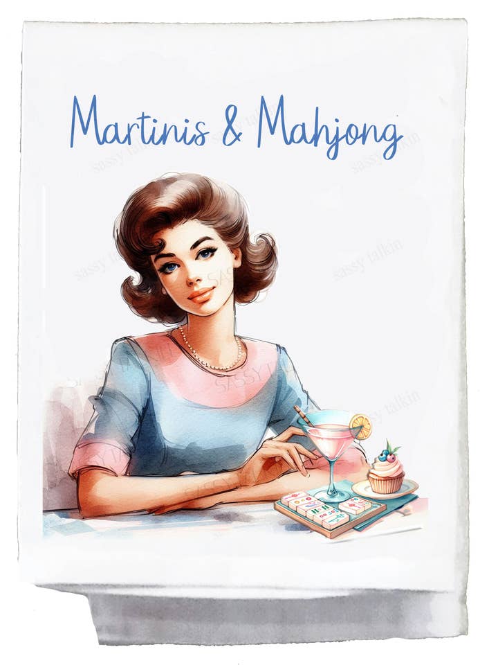 Freches Mädchen, Geschirrtuch, Mahjong, Martinis & Mahjong für den Großhandel von Sassy Talkin