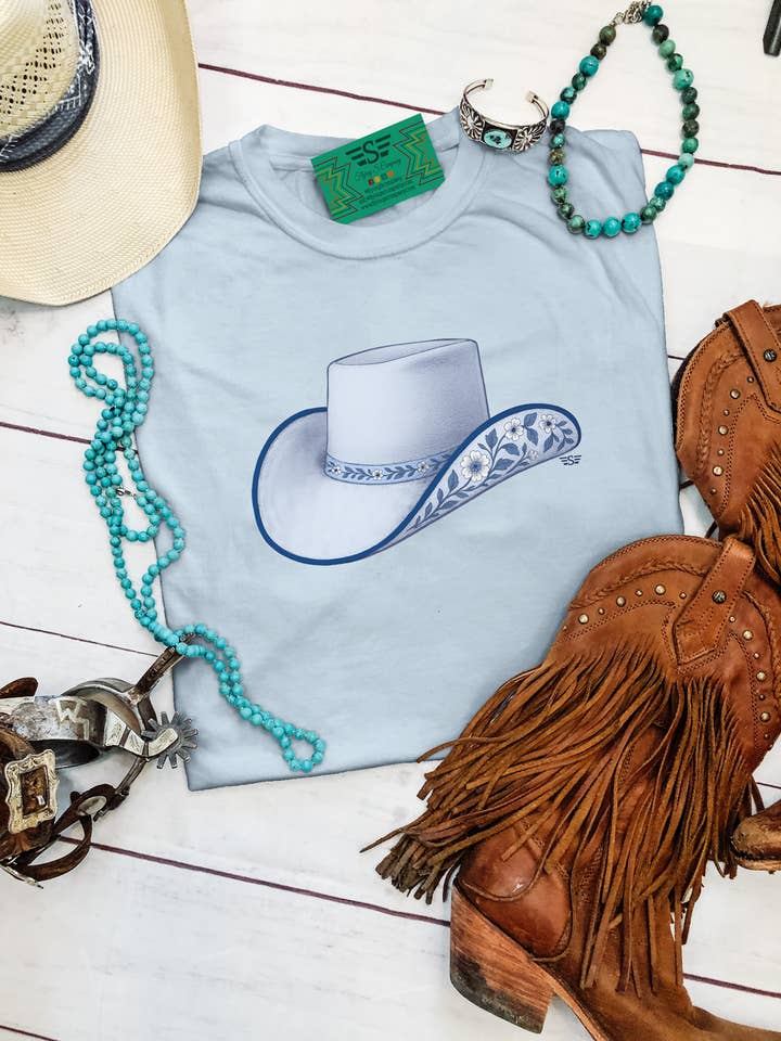 Camiseta gráfica con sombrero floral de chinoiserie occidental para venta al por mayor de Flying S Company