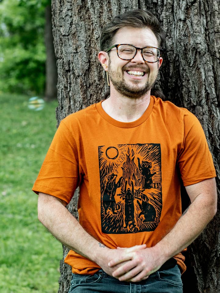 Critter Butts - Wholesale Screen Printed T-Shirt - Unisex - Raccoon Bonfire T-shirt - Trash Creatures & Squad Goals16