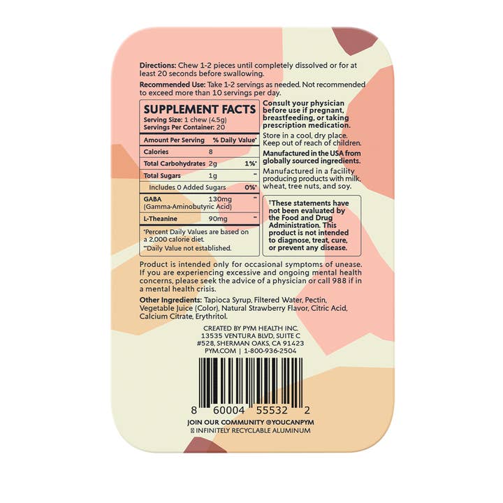 PYM - Wholesale Oral Supplement/Vitamin - Berry Mood Chews - Shelf-Ready 8-Pack