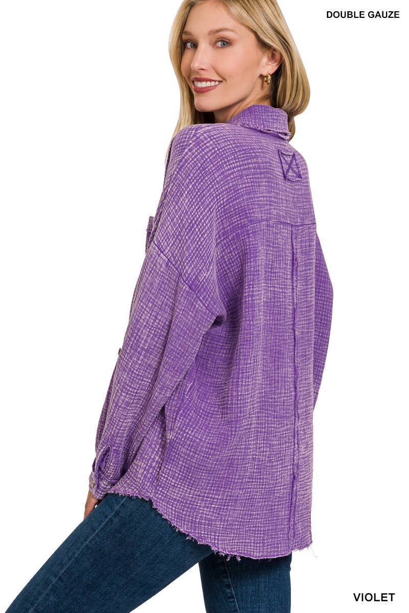 Vanilla Monkey - Wholesale Button Down Shirt - Women's - Washed Double Gauze Button Down Shirt8