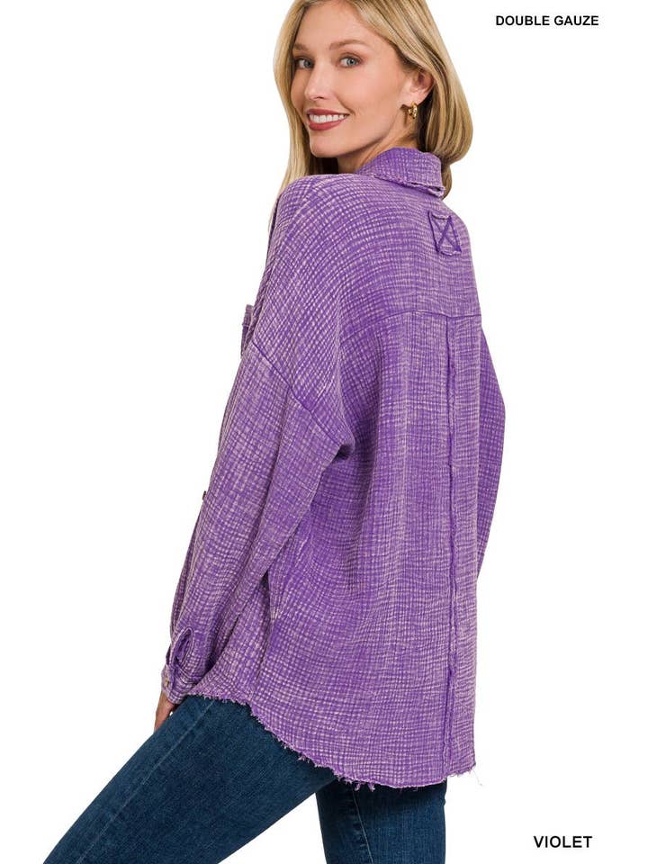 Vanilla Monkey - Wholesale Button Down Shirt - Women's - Washed Double Gauze Button Down Shirt8