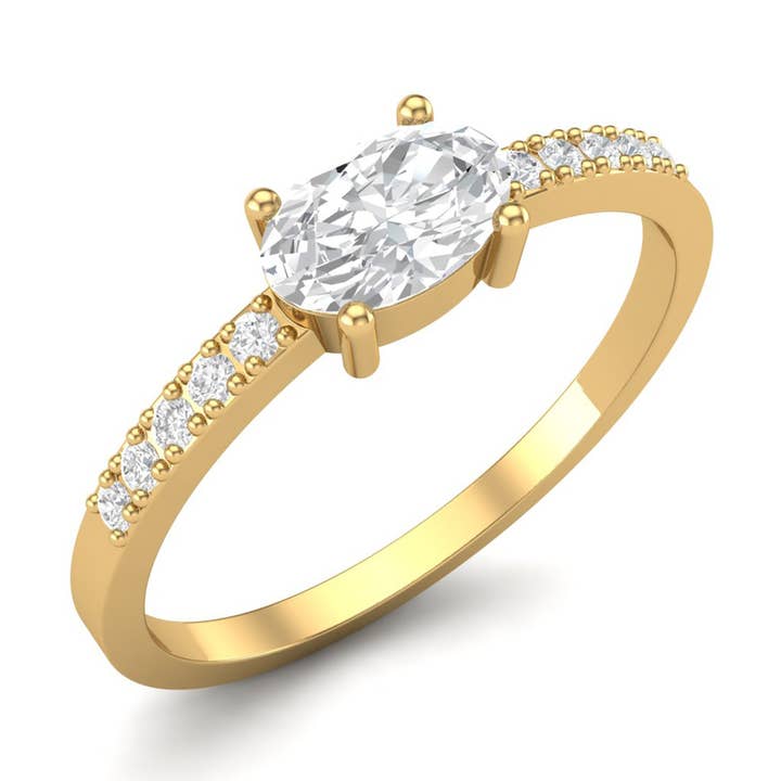 0,70 Ctw Oval Moissanite Diamant 925 Sterling Sølv Ring for engroshandel hos Star Joya