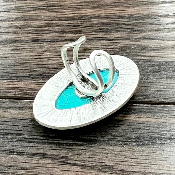 ISAC Trading Inc - Wholesale Cocktail/Statement Ring - 750269, Oval Turquoise Adjustable Ring