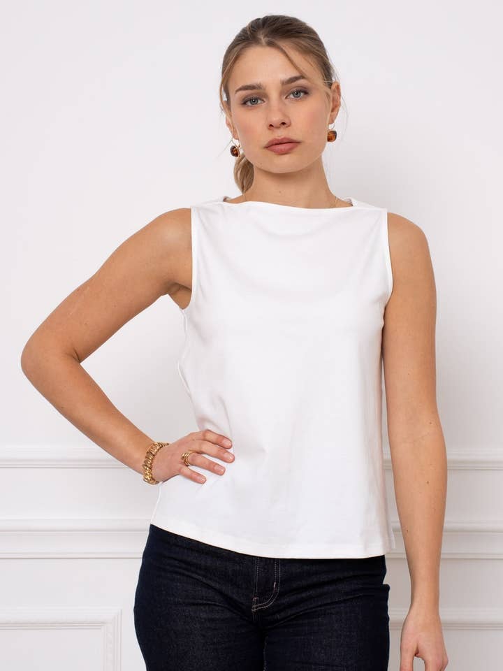 Débardeur 100% coton premium col bateau pour la vente par jw.atelier