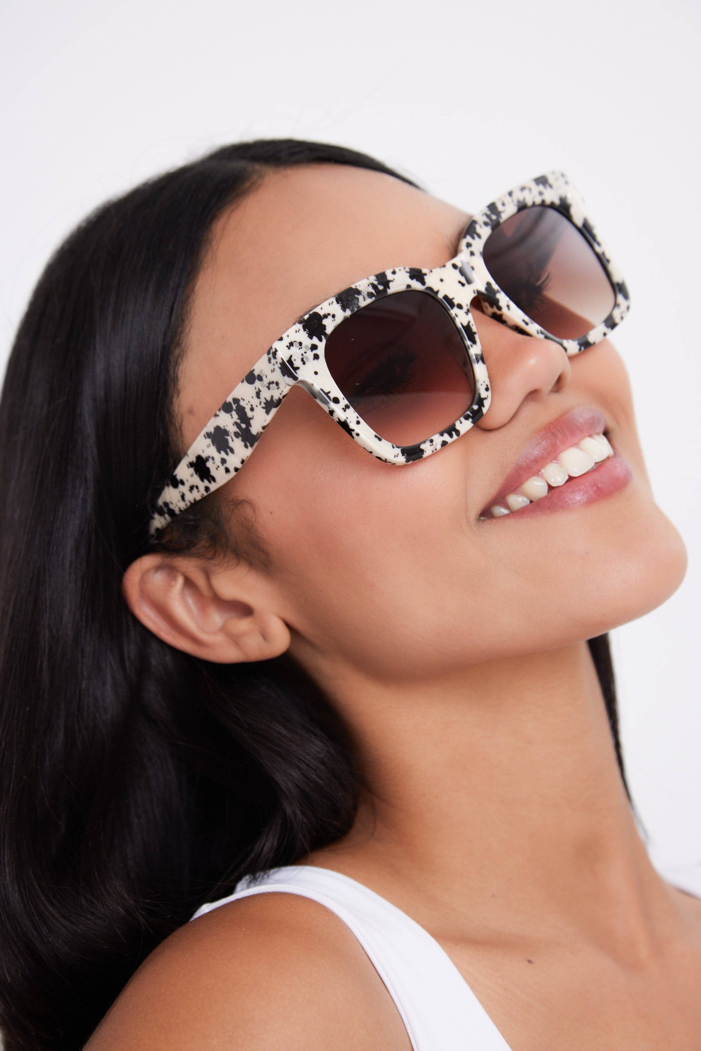 Oversized Square Sunglasses in Black and White Tortoiseshell for wholesale on Faire0