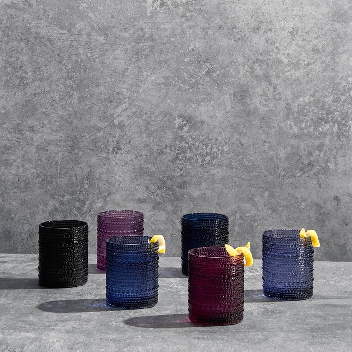 The Wine Savant / Khen Glassware - Wholesale Drinking Glass/Cup - Hobnail Drinking Glasses, Purple Shades | Set of 6, 10 OZ