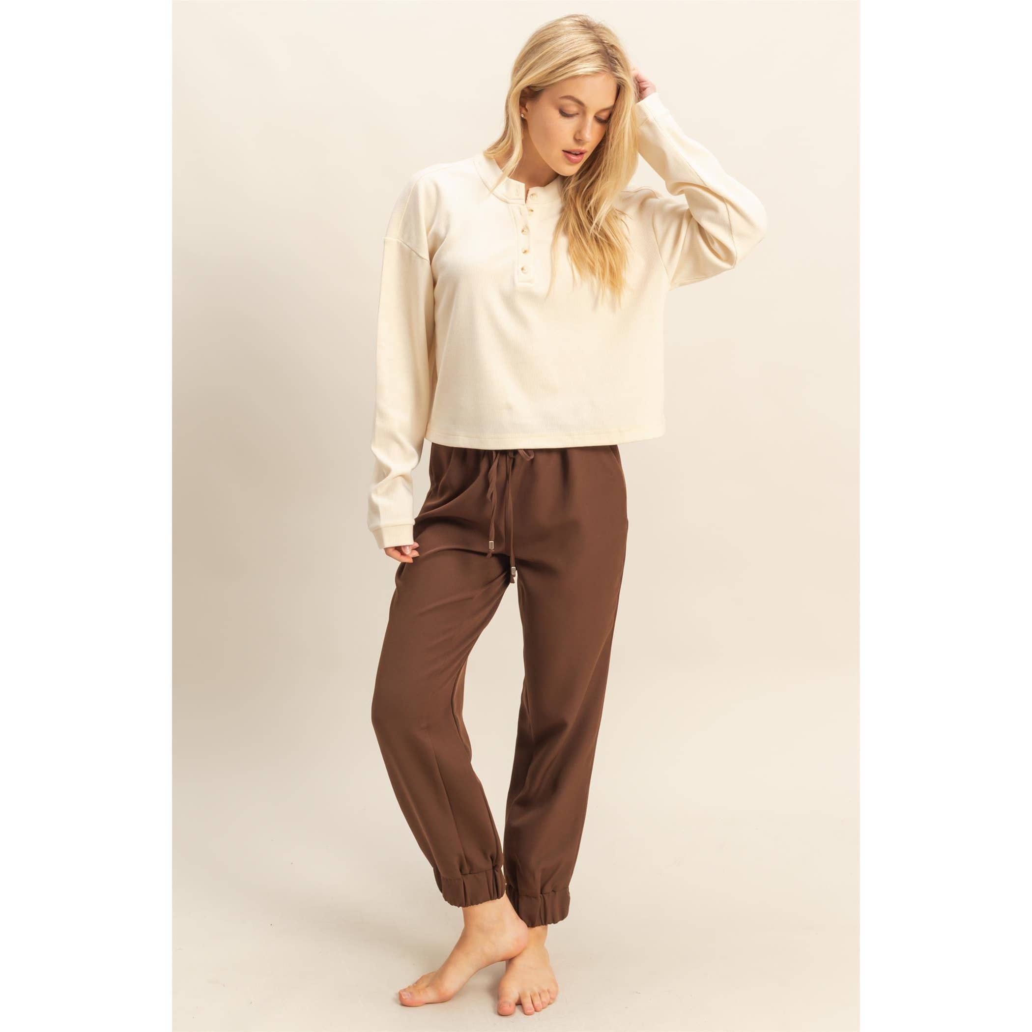 HYFVE - Vente Pantalon – femme - Joggeurs à cordon de serrage avec chevilles froncées14