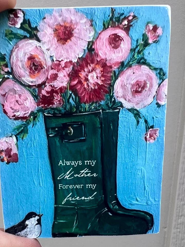 Mother’s Day art Magnet: Gardening Boots Art for wholesale by Sunshine Girl Designs