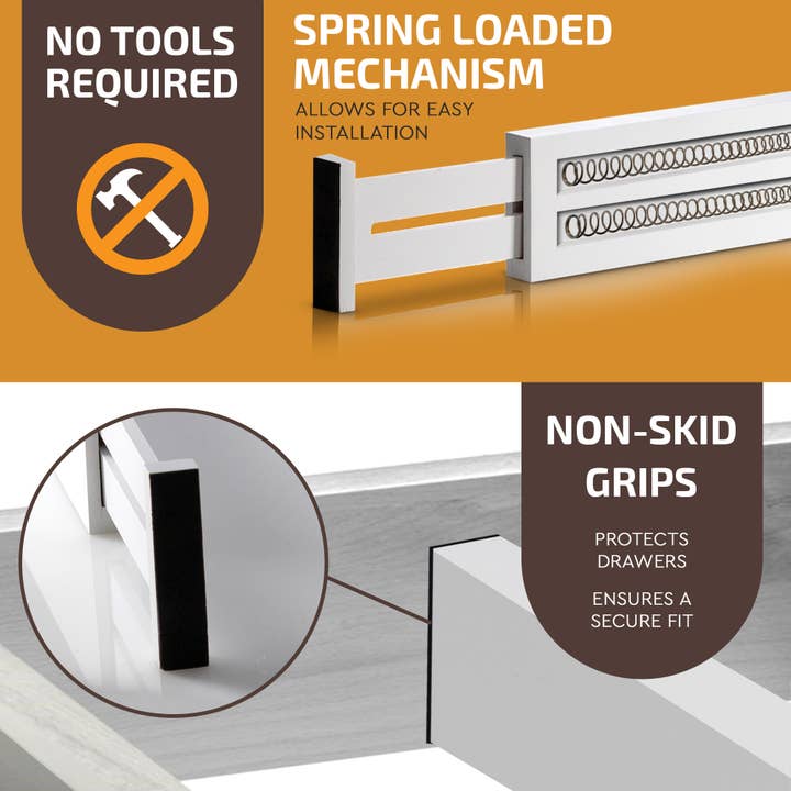 Bambusi - Wholesale Drawer Organizer - Bamboo Drawer Dividers, Adjustable, 4-Pack (White)17