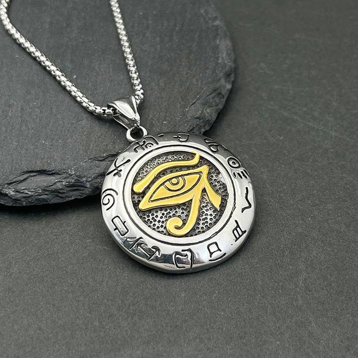 GemMeet - Venta al por mayor Collares con colgantes/abalorios - Collar con colgante vintage de ojo de Horus del antiguo Egipto