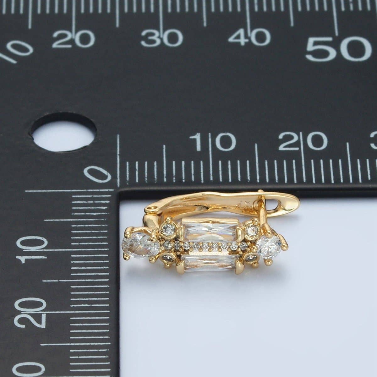 Aim Eternal - Wholesale Huggie Earrings - 14K Gold Filled CZ Micro Paved Baguette English Lock Earrings | AD6172