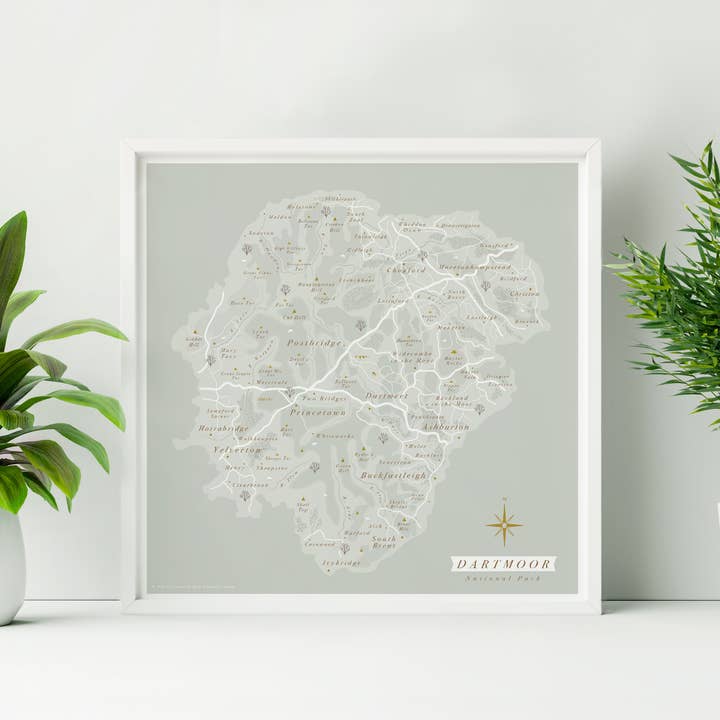 Dartmoor National Park Map Print for wholesale by Britain Illustrated