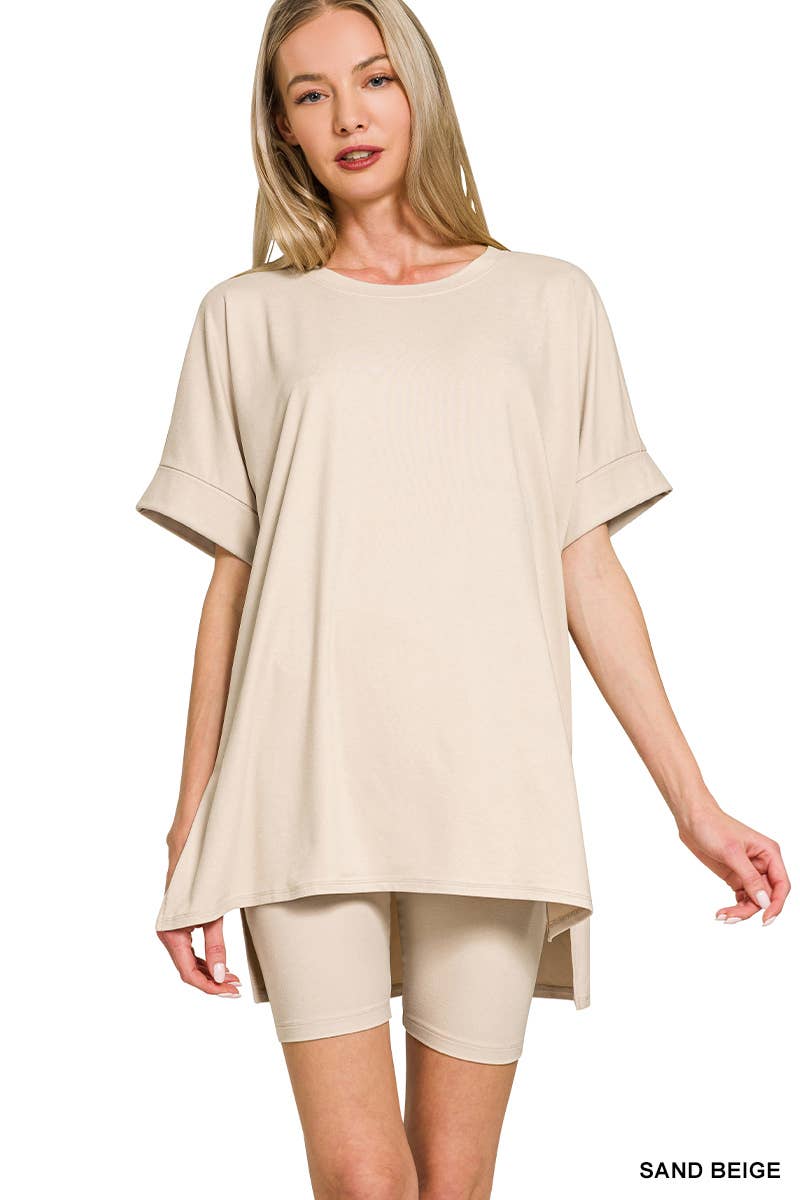 Vanilla Monkey - Wholesale Loungeset - Dames - Geborstelde Dty Microvezel R-hals Top Biker Shorts7