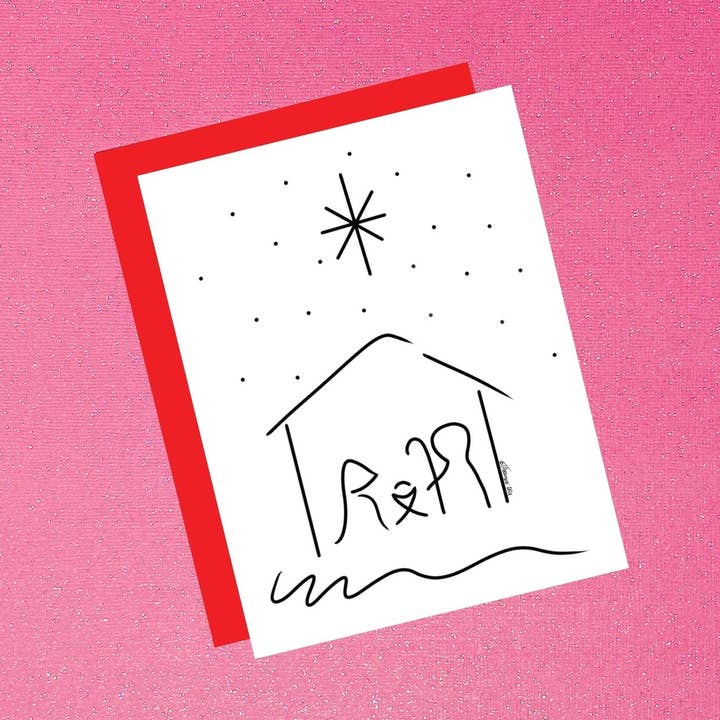 Cartão de Natal Presépio — Design Minimalista de Férias por atacado de Tiffany Ascensio Designs | Watercolor Greeting Cards