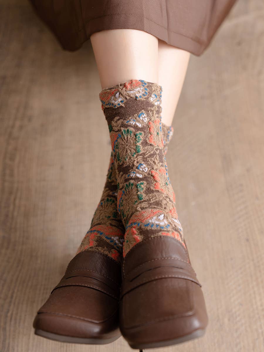 Tourtiwi - Wholesale Socks - Women's - Vintage Embossed Butterfly and Floral Socks6
