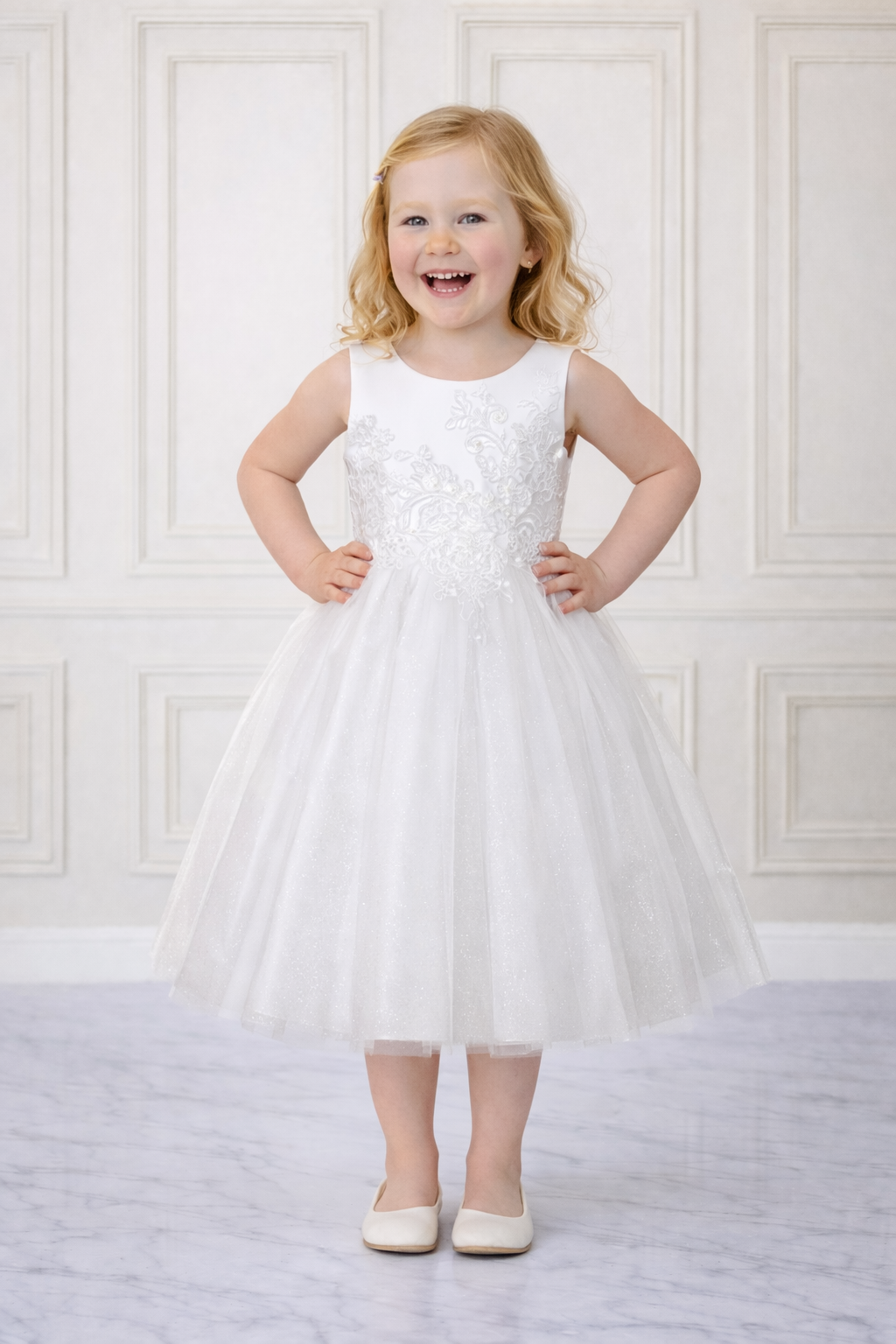 Bajabella - Vente Robe – enfant - Robe pour demoiselle d'honneur en dentelle brodée, robe bébé fille1