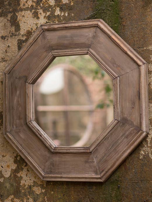 Rustic Recycled Pine Octagonal Wall Mirror in Natural Finish for wholesale by Vagabond Vintage