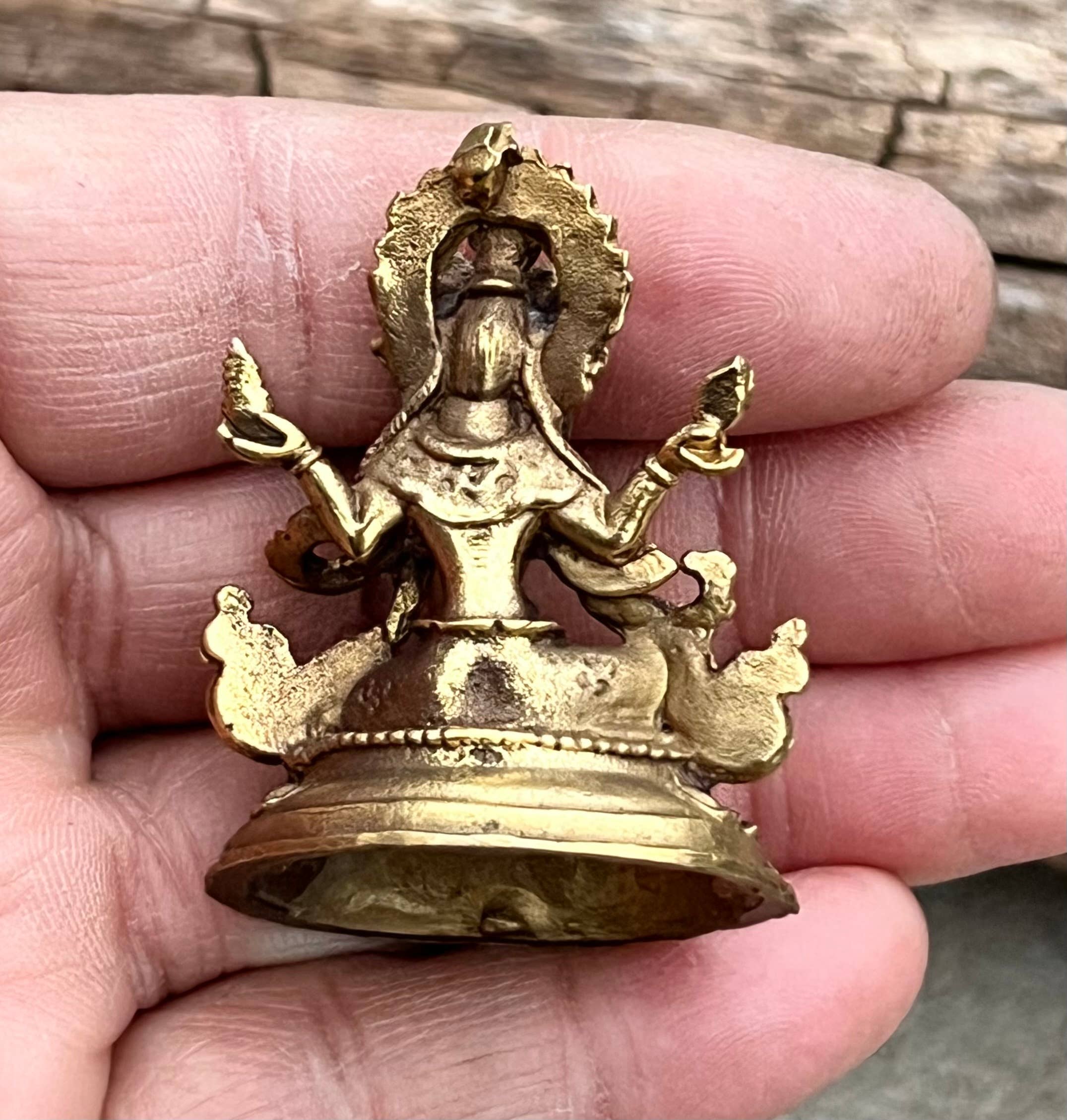 Lungta Imports - Wholesale Sculpture - Small Brass Female Buddha Green Tara Dolma Statue - Nepal3