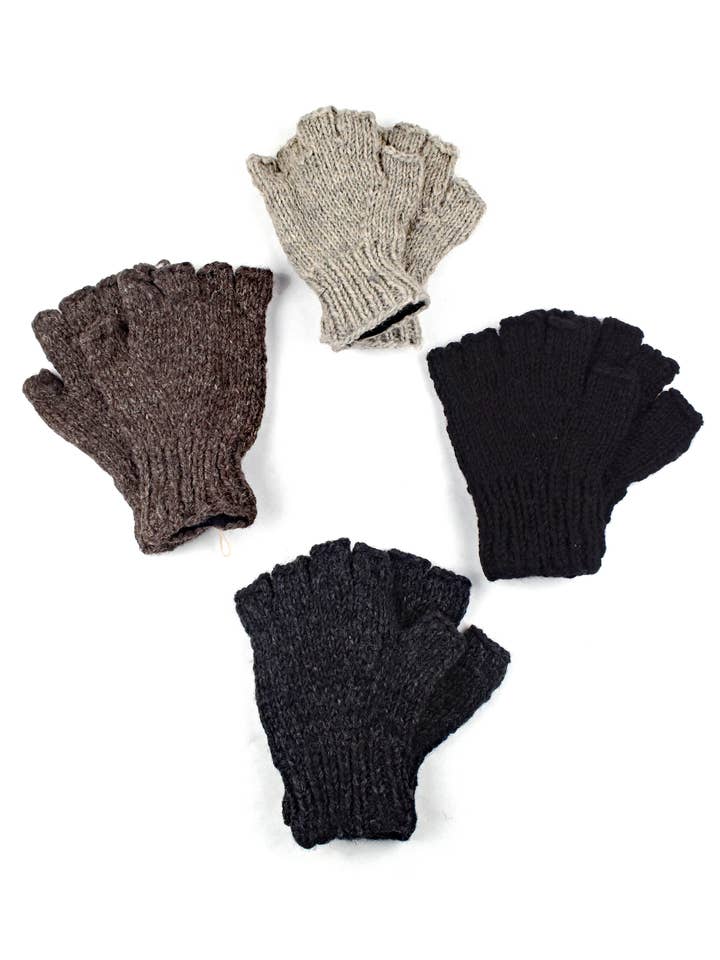 Handknit Fleece Lined Fingerless Gloves-05429 for wholesale by Nusantara Inc.