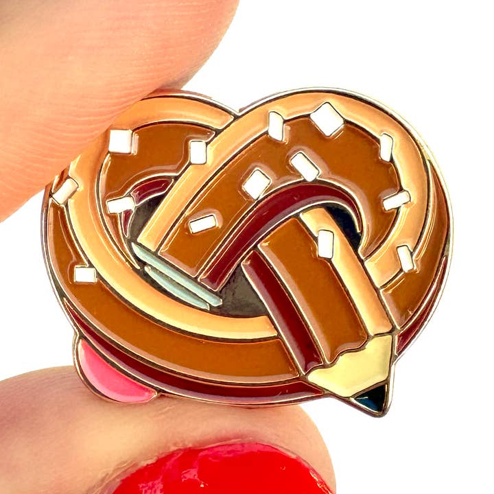 Pretzel Pencil Enamel Pin for wholesale by hey, alissandra
