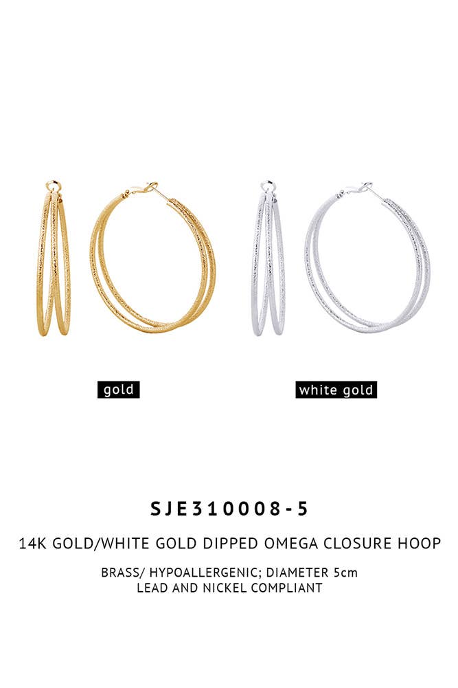 Hana - Wholesale Hoop Earrings - 14K Gold Dipped Omega Closure Hoop6