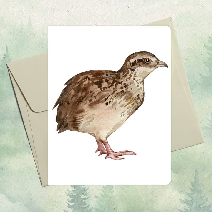 Carte de vœux artisanale avec caille pour la vente par Soul Familiar