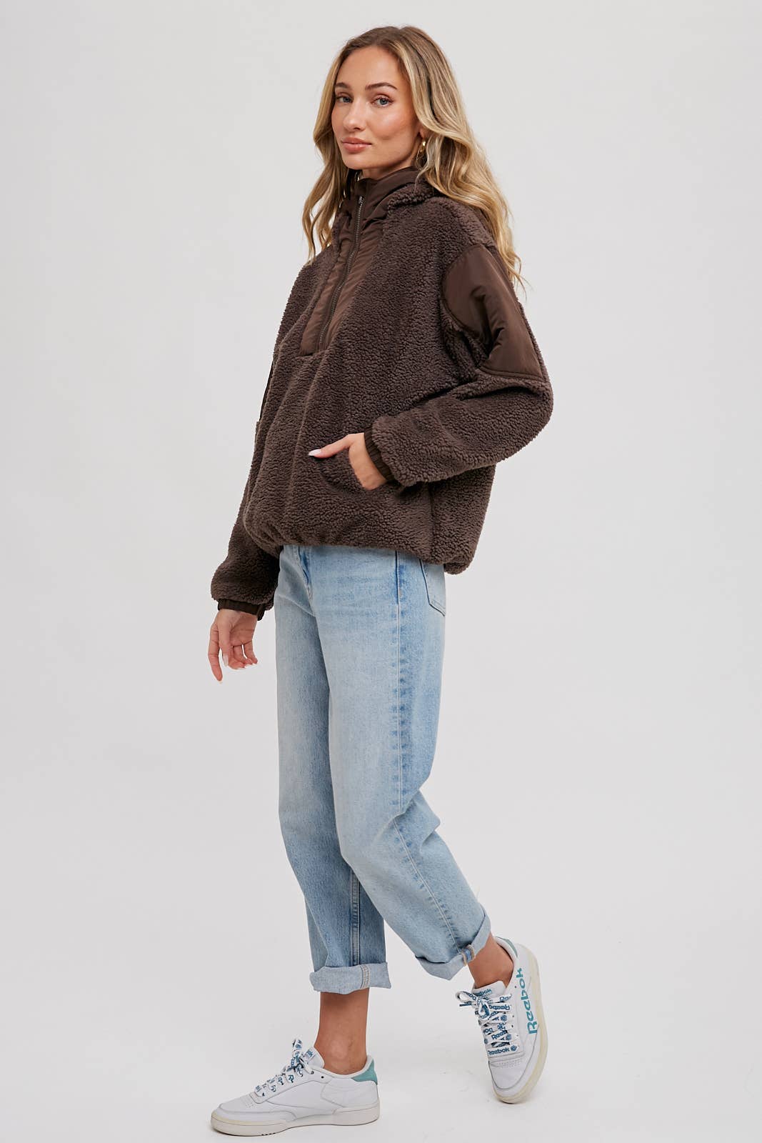 Bluivy - Wholesale Hoodie - Women's - FAUX SHEARLING CONTRAST HOODIE19