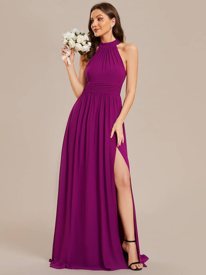 Ever-Pretty - Wholesale Gown - Women's - Chiffon Halter Neckline Sleeveless Evening Dress