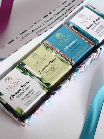 Experimentierpaket (2 Mini-Shampoos +2 Mini-Seifen) für den Großhandel von MUSA Natural Cosmetics