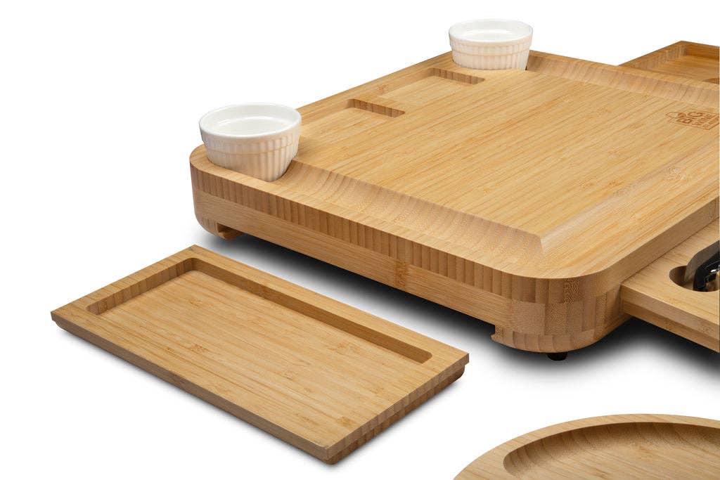 Big Wine Glasses - Wholesale Kaasplank - Vierlaags Bamboe Charcuterieplank Set3