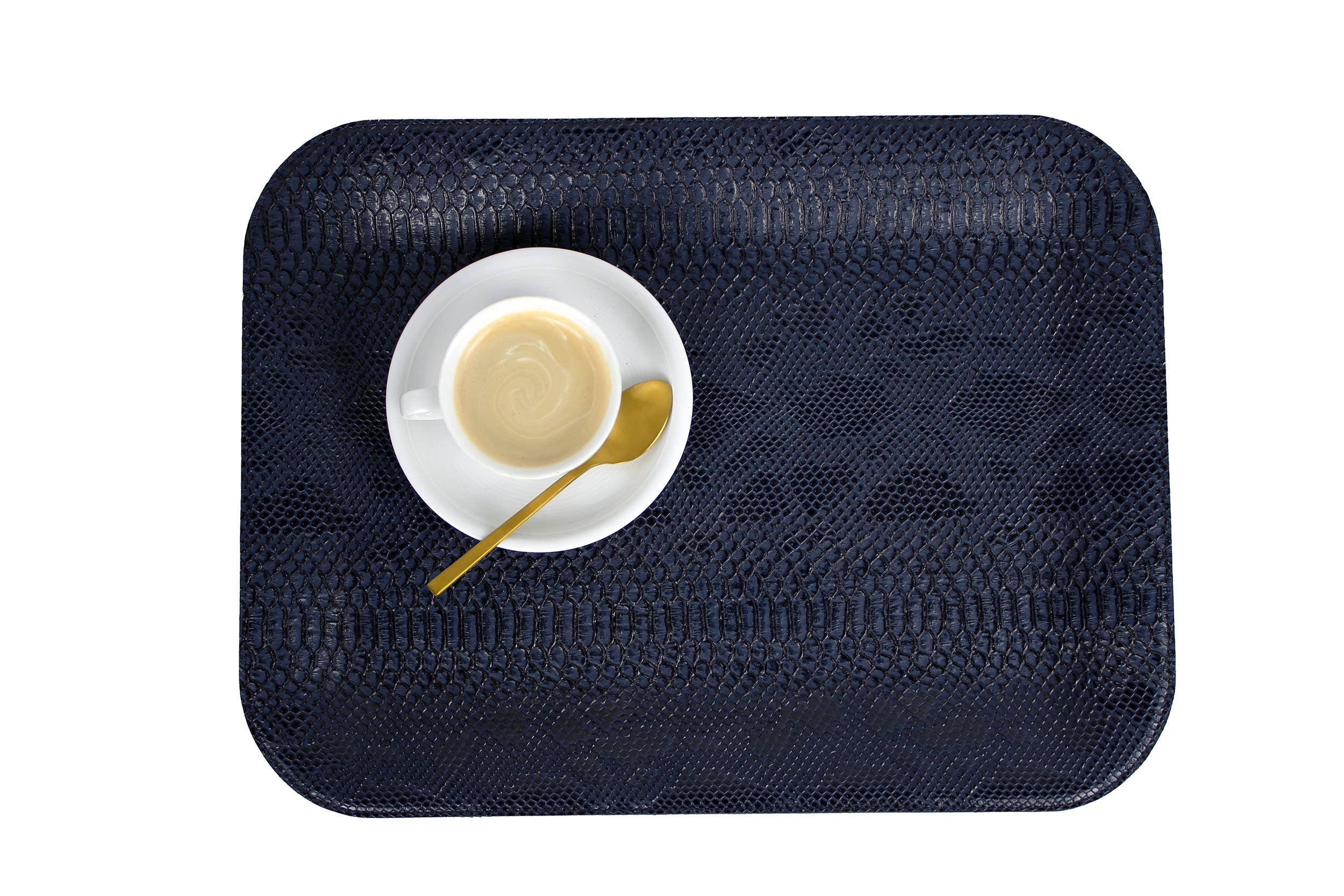 Signature Home Collection GmbH - Venta al por mayor Bandeja de servir - Bandeja grande y plana de piel sintética con forma de reptil de color azul oscuro6