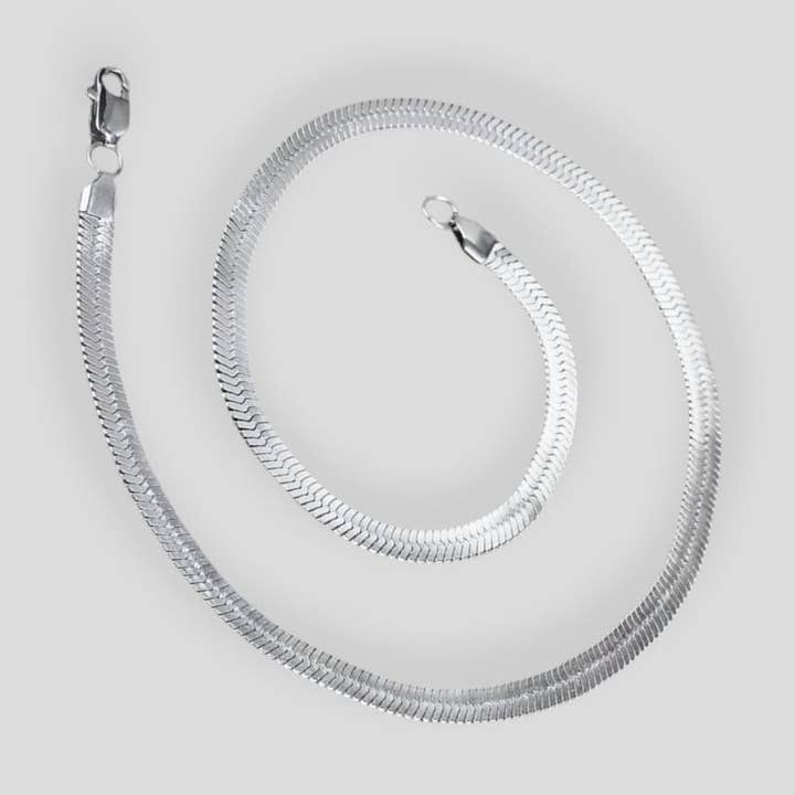 Herringbone 4 mm en acier inoxydable argenté pour la vente par Raf Rossi Gold Plated