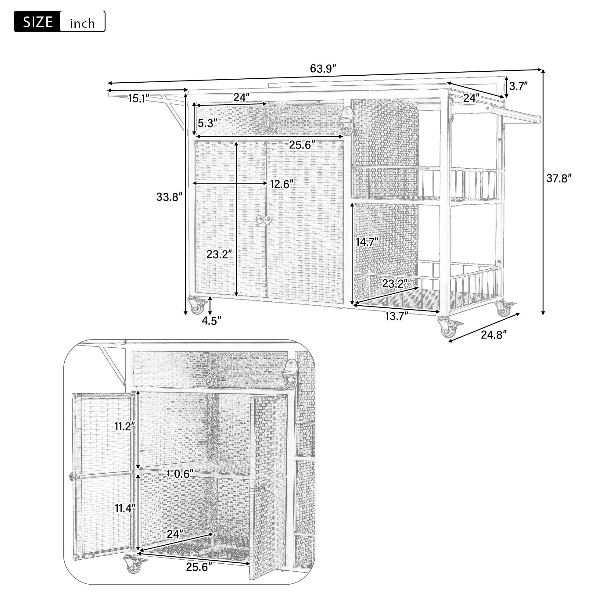 39F Inc. - Vente Outil de gril pour l'extérieur - Chariot de service extérieur avec plateau pliable, armoire de rangement2