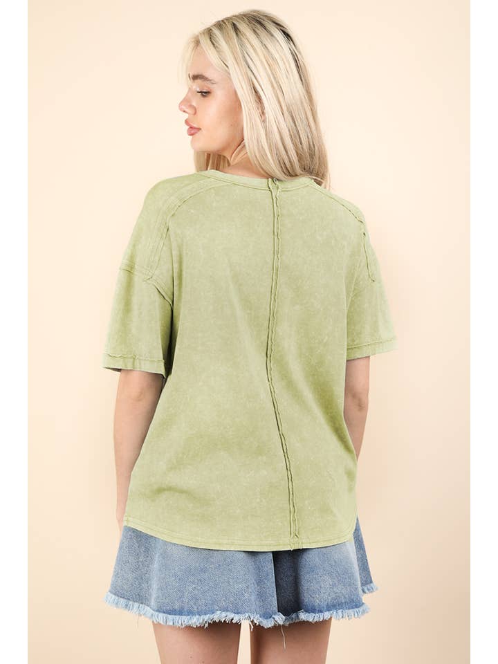 VERY J - Wholesale Knit Top - Women's - NT11108-Mineral Washed Knit Top with Pocket26