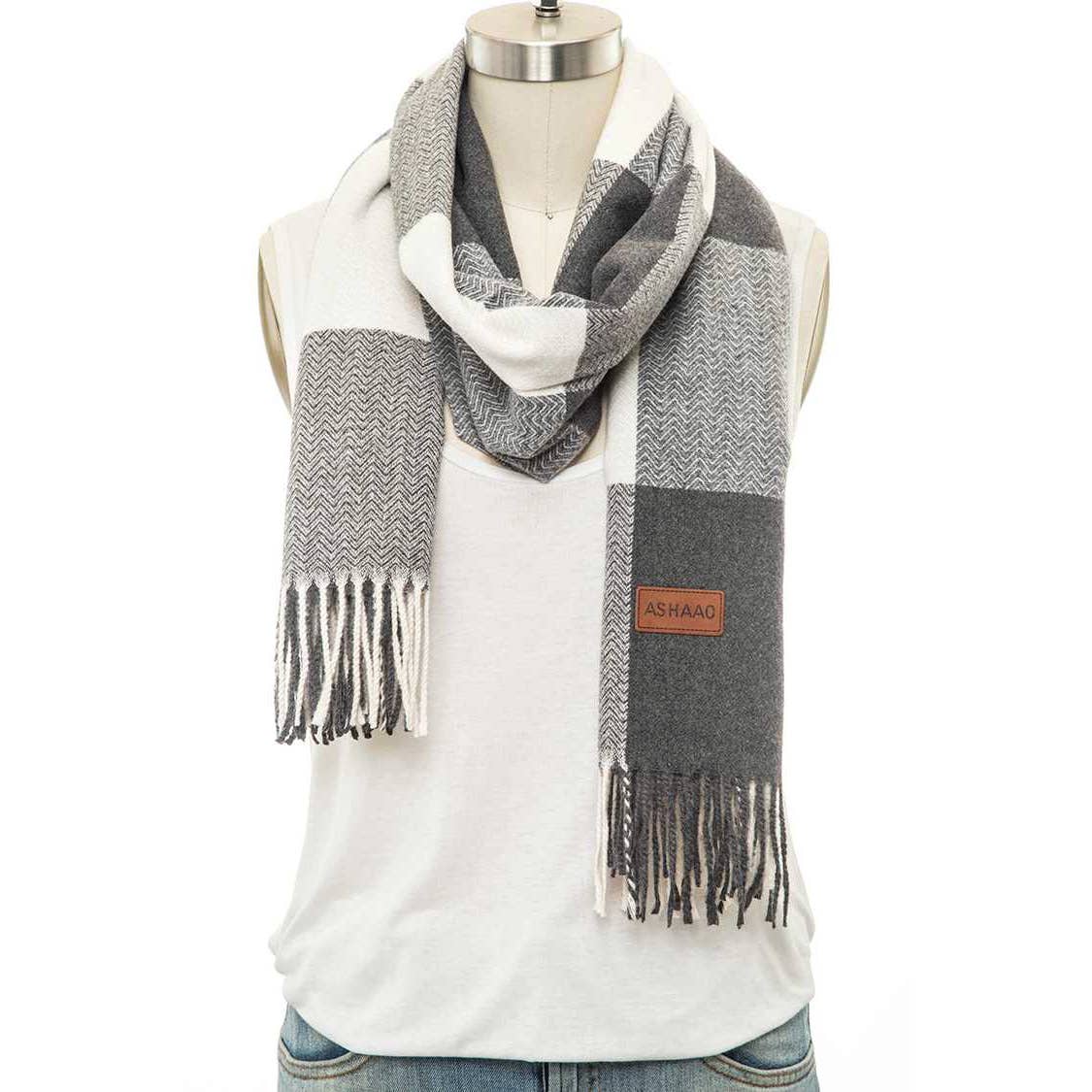 Artini Accessories - Venta al por mayor Bufanda - Mujer - Bufanda de mezcla de cachemira con estampado a cuadros5