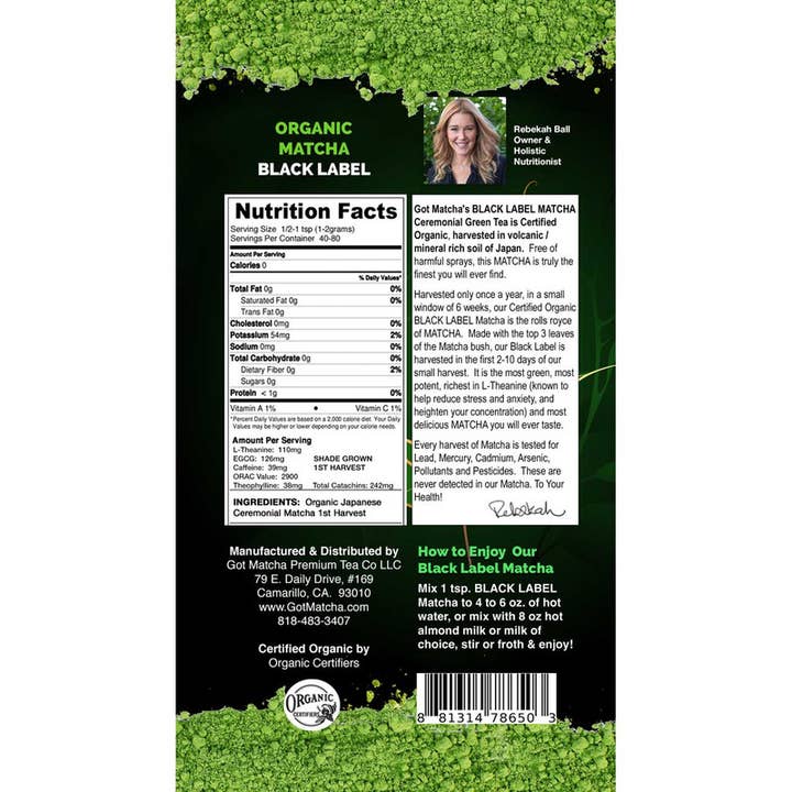 Got Matcha Premium Tea Co. - Wholesale Health/Detox Tea - Organic Ceremonial Black Label Matcha