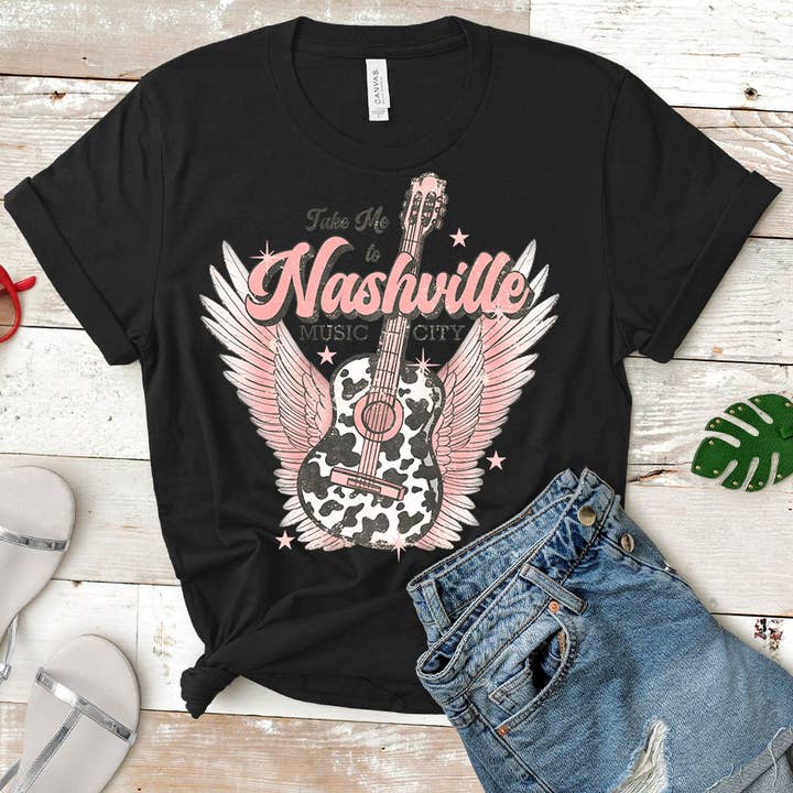 Nashville 3 Country Music City - T-shirt voor West-Amerika voor wholesale door House Of Rodan