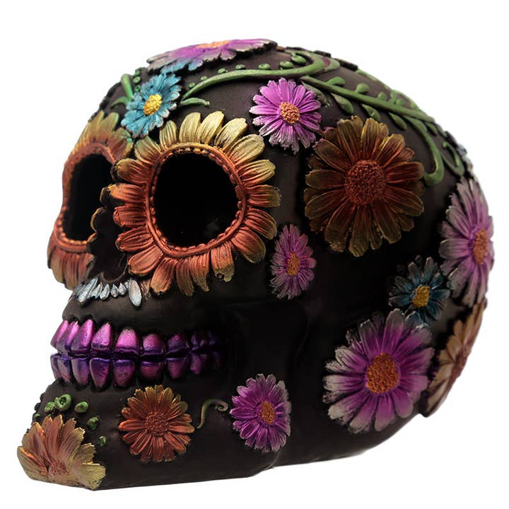 Puckator Ltd - Wholesale Ornament - Metallic Day of the Dead Daisy and Flower Skull Decoration