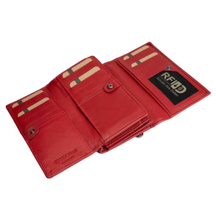 Greenwood – Großhandel Brieftasche – Damen – Yuki Große Geldbörse Damen Portemonnaie Leder Rot RFID