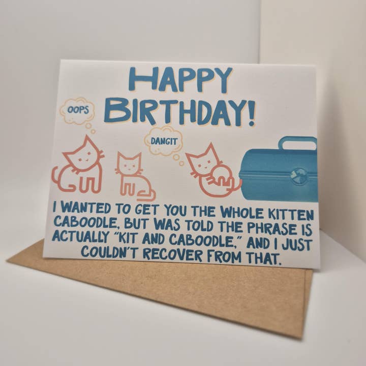 Kitten Caboodle Birthday Card: 90s Nostalgia for wholesale by Push the Envelope Cards