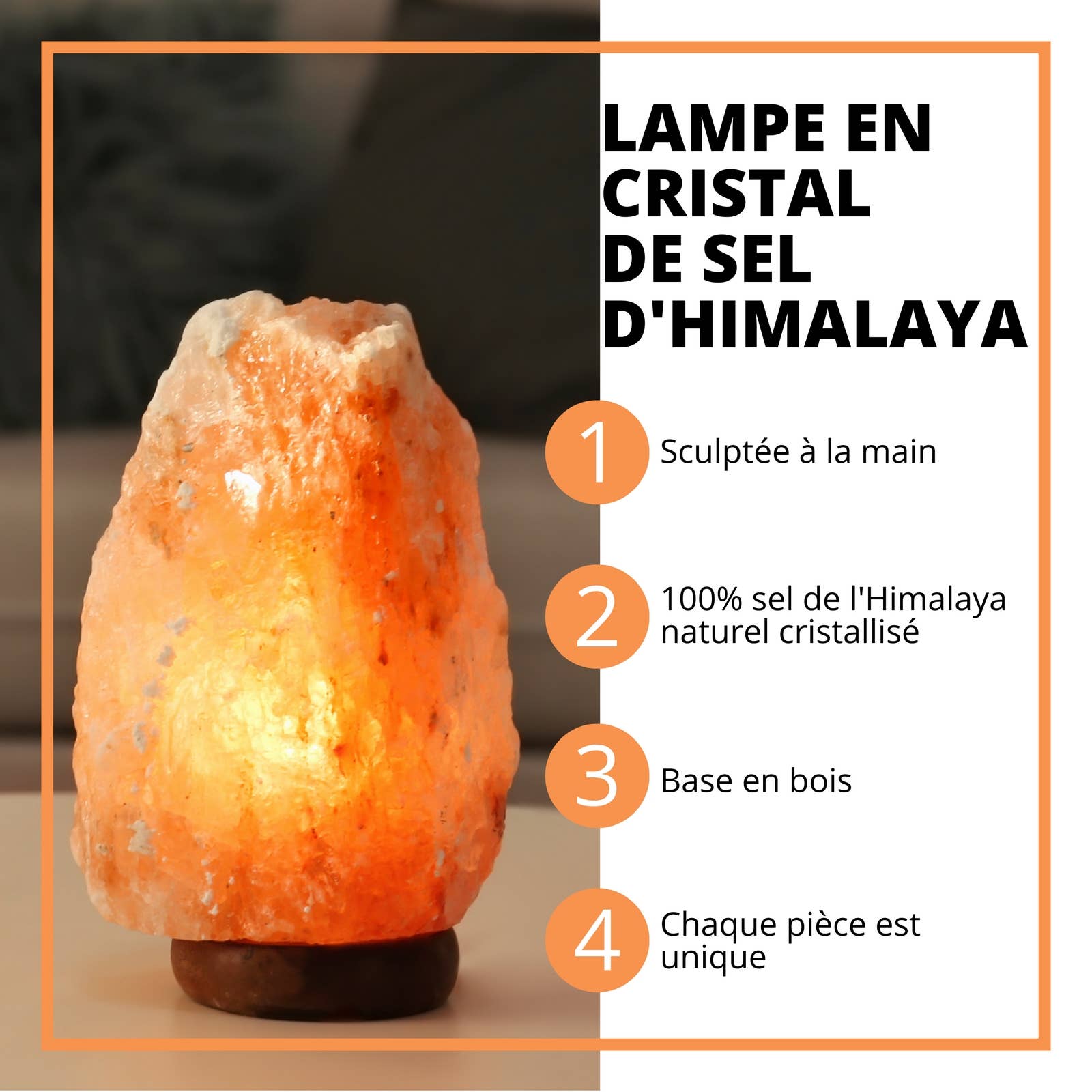 Zen'Arôme - Wholesale Salt Lamp - Himalayan Salt Lamp with USB Plug and LED Lighting1