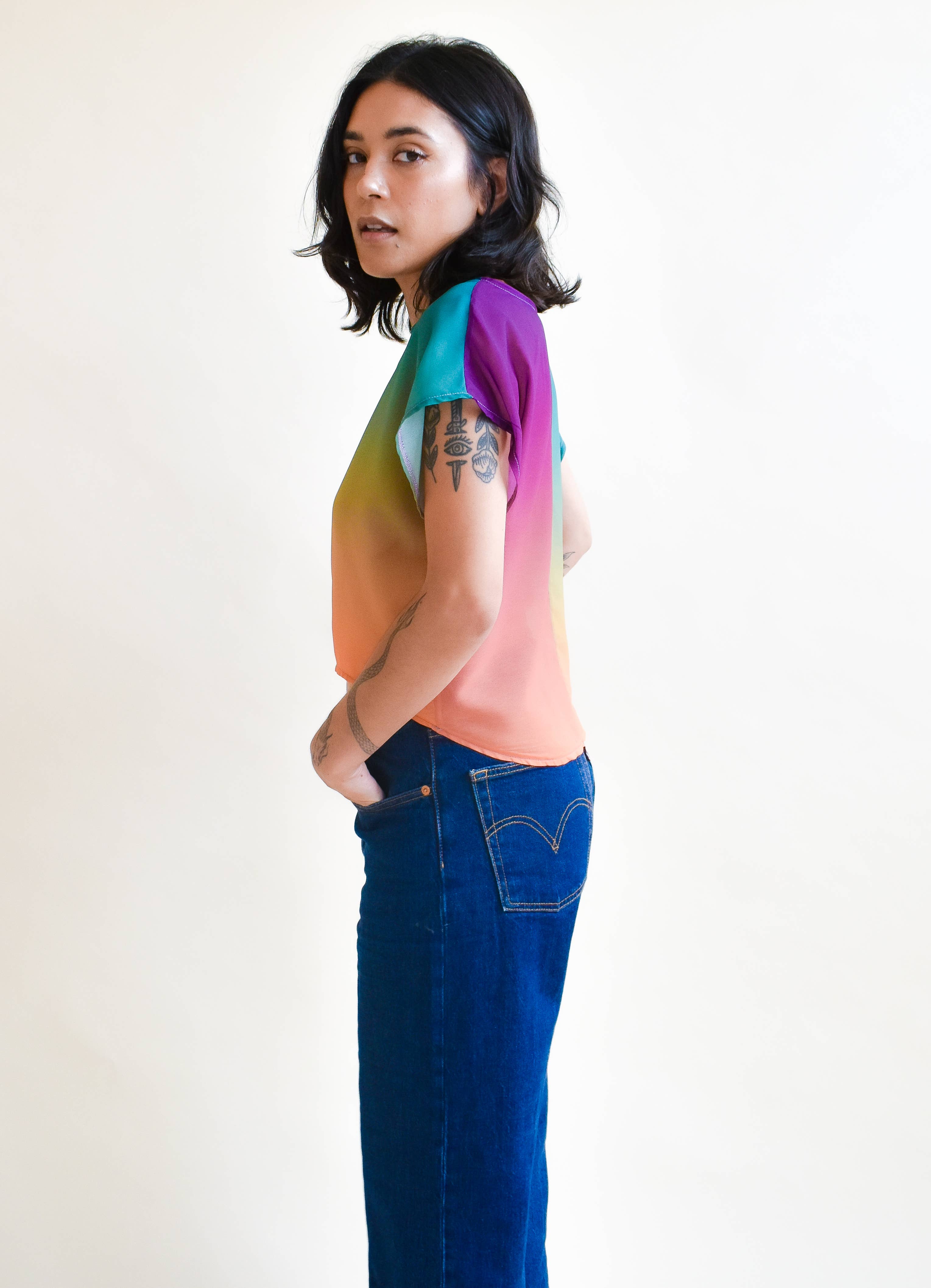 Altar - Wholesale Blouse - Women's - OOAK Fox Crop in Sunset1