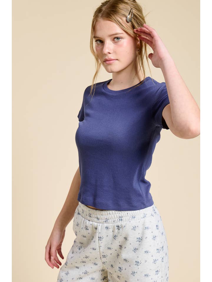 Mimosa - Wholesale T-Shirt - Women's - Basic Short Sleeve Baby Tee Knit Top25