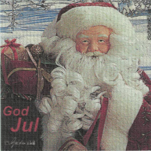 Swedish Dishcloth - God Jul Tomte (Merry Christmas Santa) for wholesale by Scandinavian Specialties