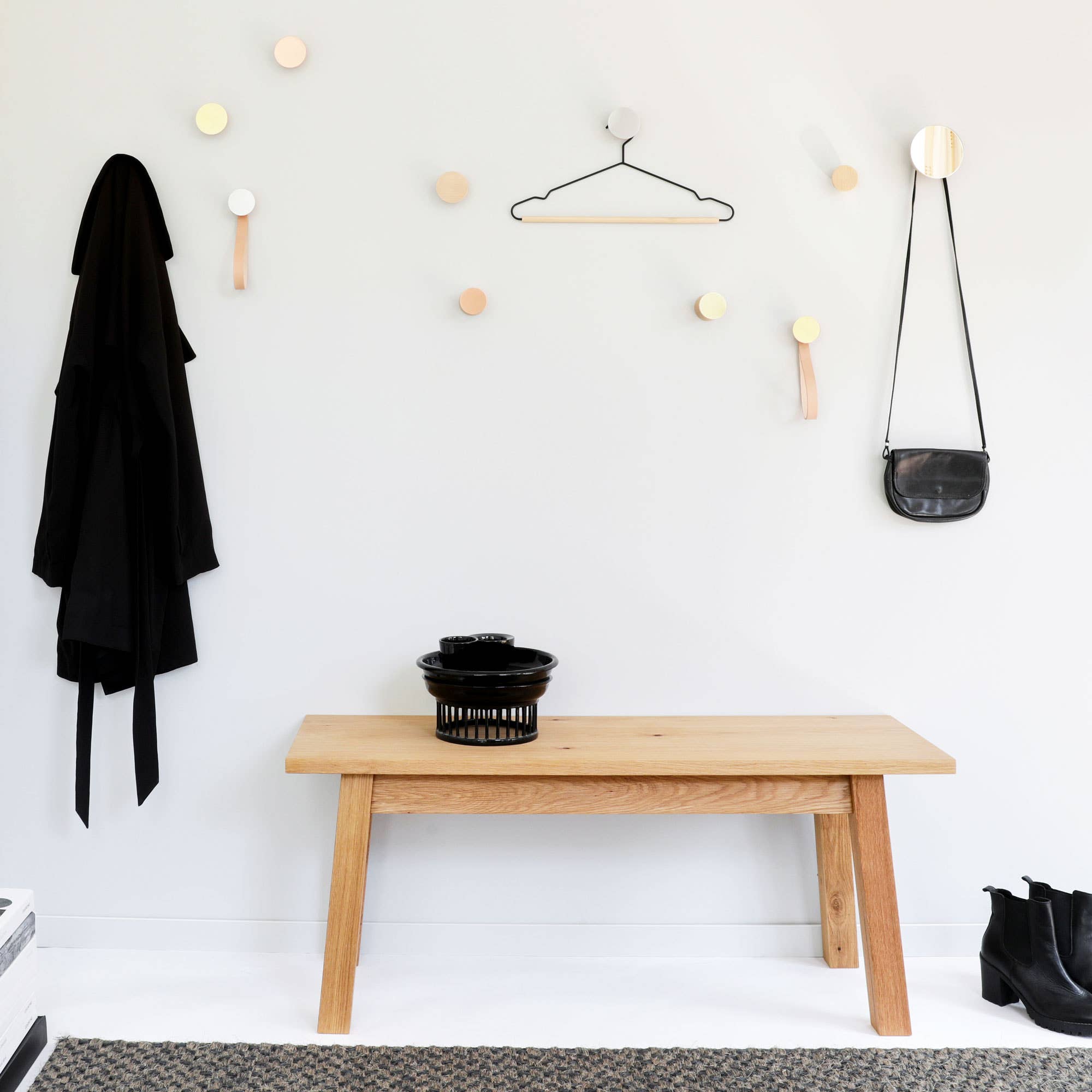 5mm Paper - Wholesale Wall Hook - Beech Wood & Brass Wall Mounted Coat Hook / Knob2