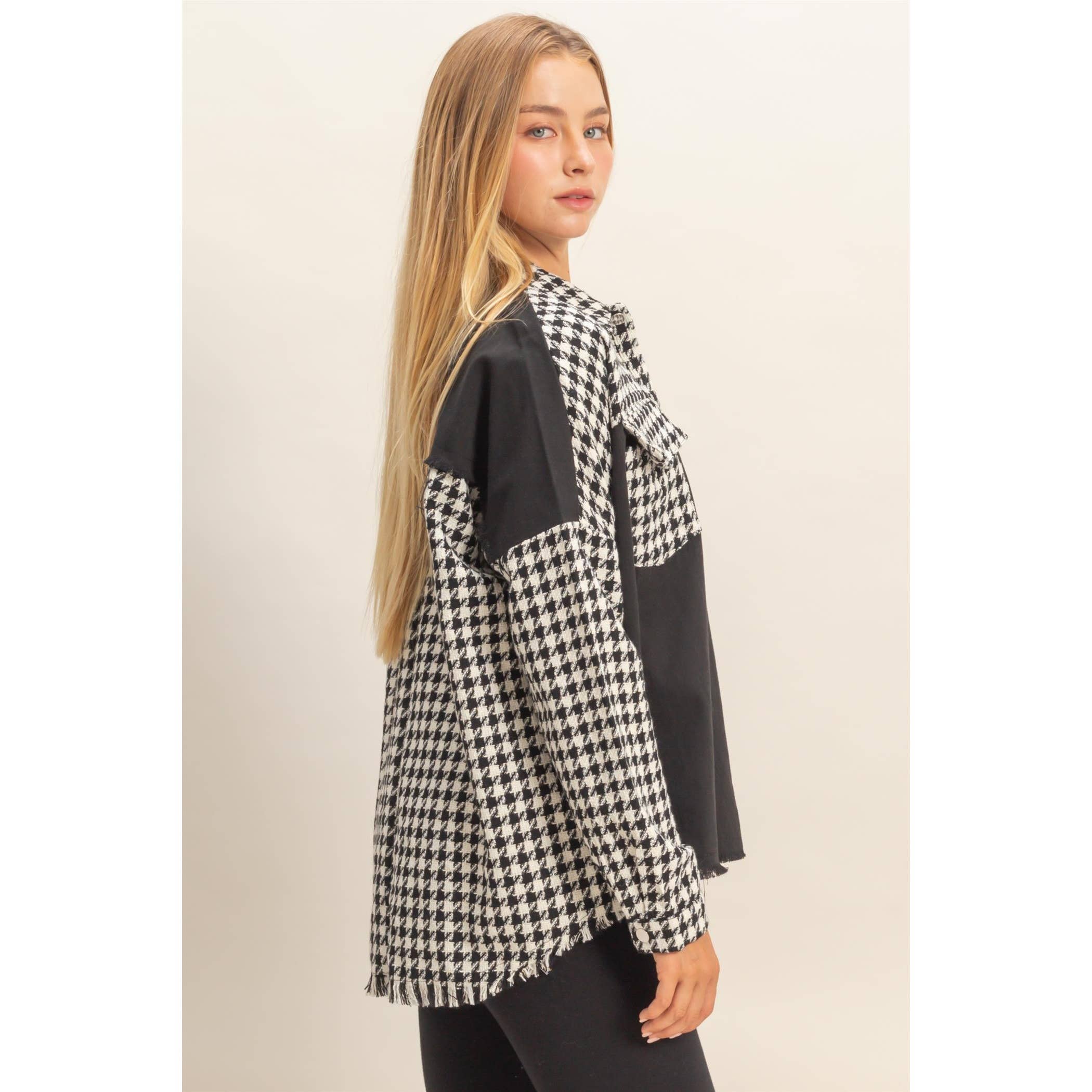 HYFVE - Wholesale Shirt Jacket/Shacket - Women's - Mixed Media Frayed Shacket1