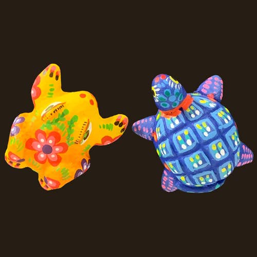 Mayan Frog & Turtle Clay Magnets for wholesale by One World Projects